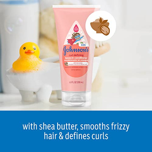 Johnson's Curl Defining Tear-Free Kids' Leave-in Conditioner with Shea Butter, Paraben-, Sulfate- & Dye-Free Formula, Hypoallergenic & Gentle for Toddlers' Hair, 6.8 fl. Oz